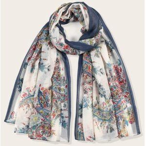 * Women Tribal Pattern Scarf Floral Blue